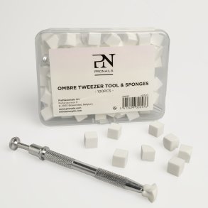 ProNails Ombre Tweezer Tool med svampe til ombr� og aura nail art &ndash; professionelt v�rkt�j til bl�de farveovergange