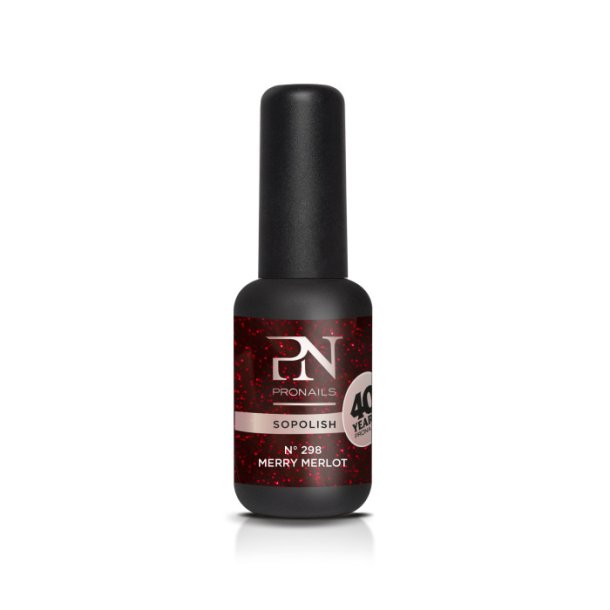 ProNails - Sopolish 298 - Merry Merlot 8 ml. - Bordeaux Glitter